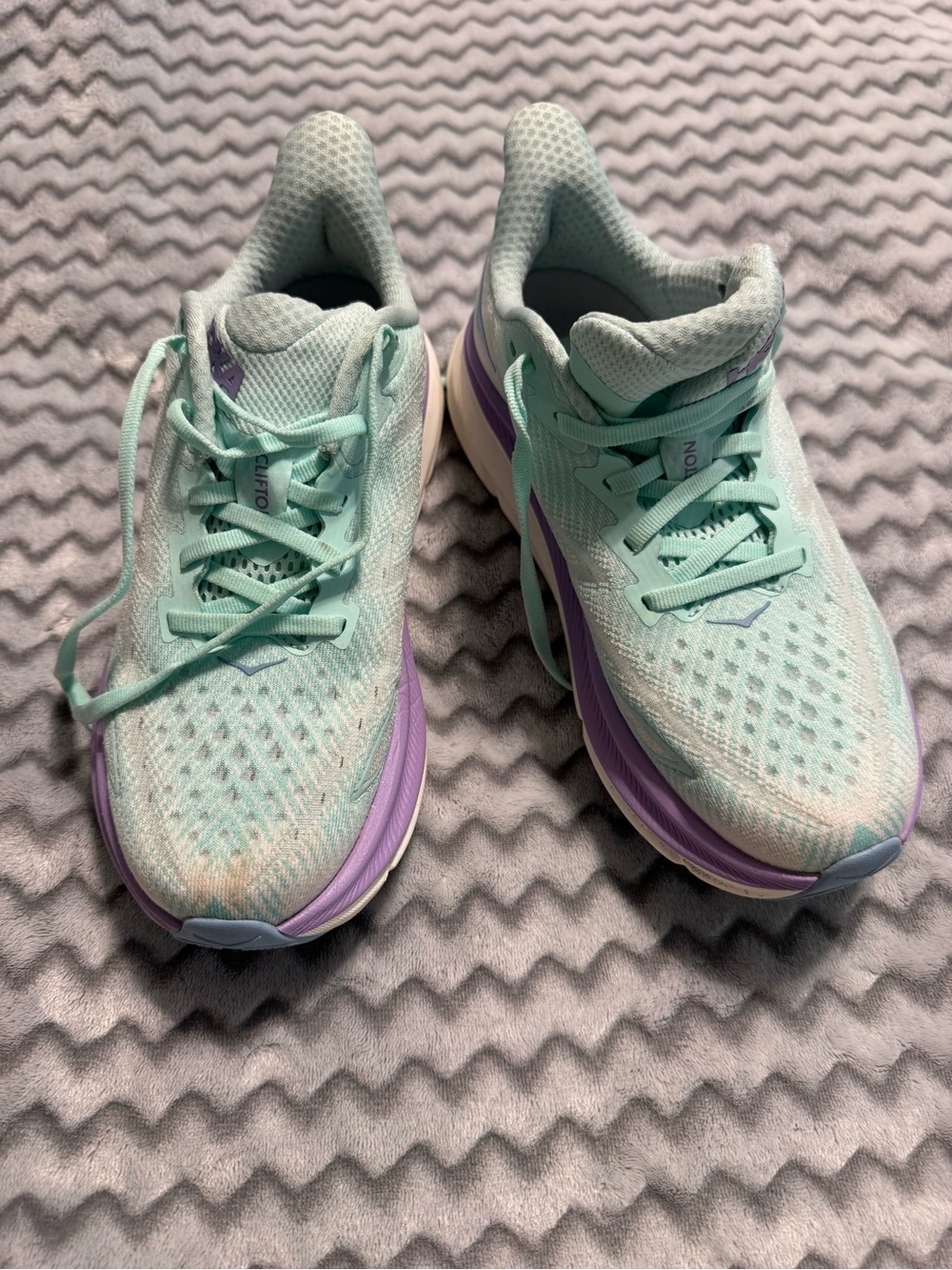 Hoka Women's Mint Green & Lavender Athletic Running Shoes - Picture 12 of 14